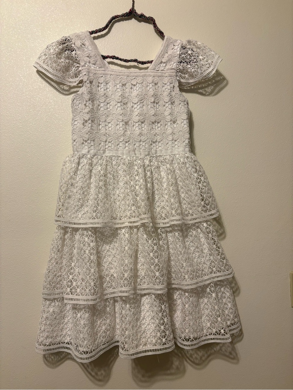Kensie Girl White Lace Tiered Formal Dress
